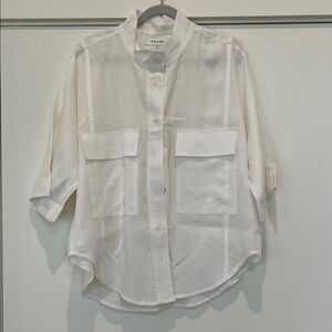 FRAME White Linen Button Down Shirt
